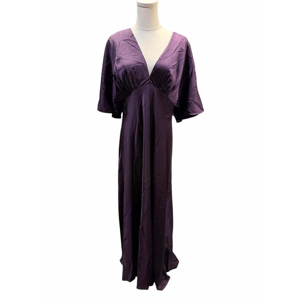 Birdy Grey Shyla Matte Satin Bridesmaid Dress Plum - Picture 4 of 8